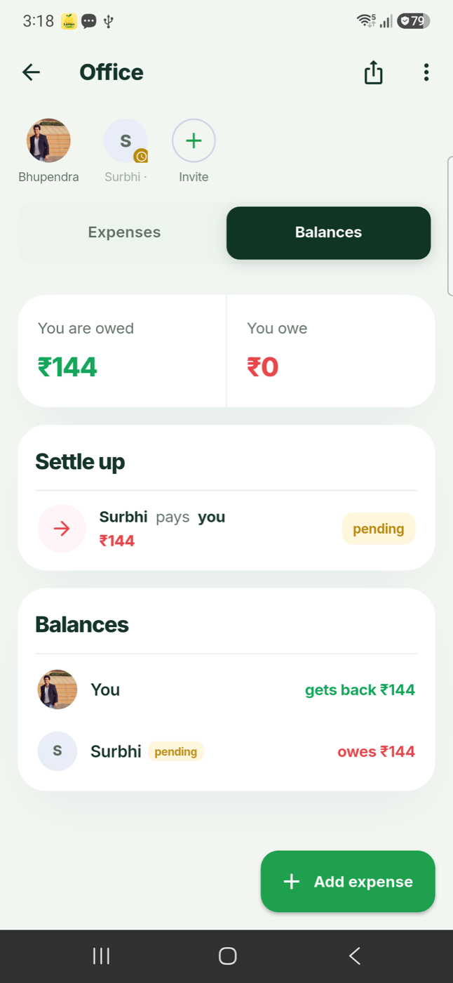 Simplified settle-up balances